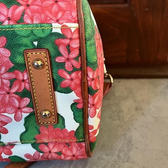 Dooney & Bourke Satchel crossbody bag genuine leather geraniums pink/red/gree - Picture 13 of 17